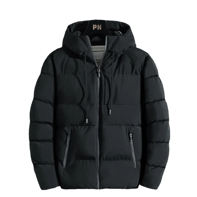 Mens Hooded Puffer Jacket Thickened Warm Winter New Style Korean Version Youth Casual Cold Resistant Cotton Coat
