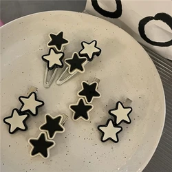 y2k Star Hair Clip Black White Color Sweet Cool Girls Barrettes Hairpins Korean Ins Women Accessories Headwear Side Pins