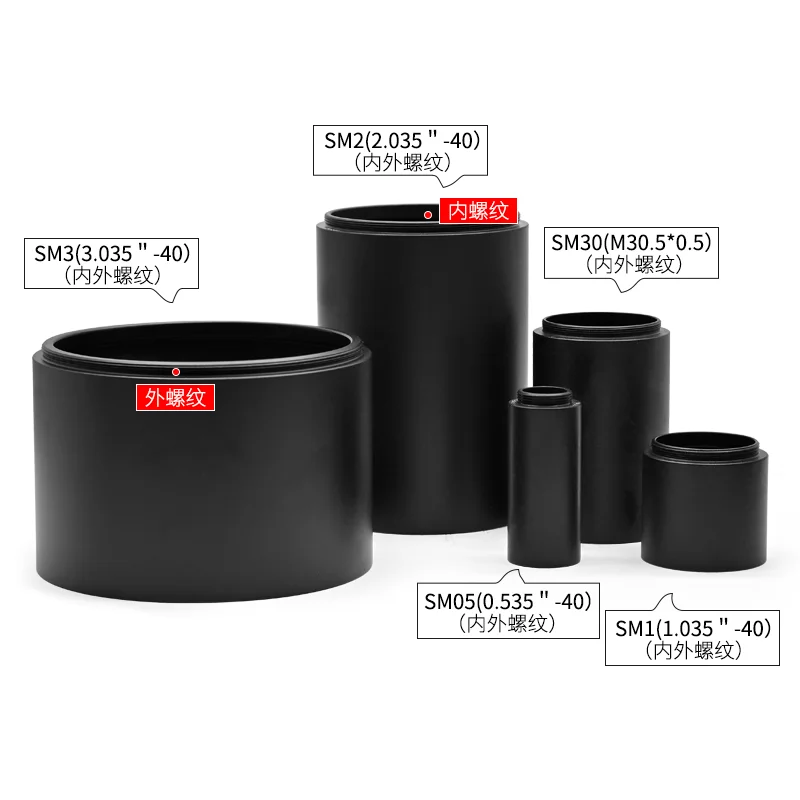 Optical System Accessories, Lens Sleeve, Layered Cage System Light-blocking Tube with SM0.5 - SM3 Thread
