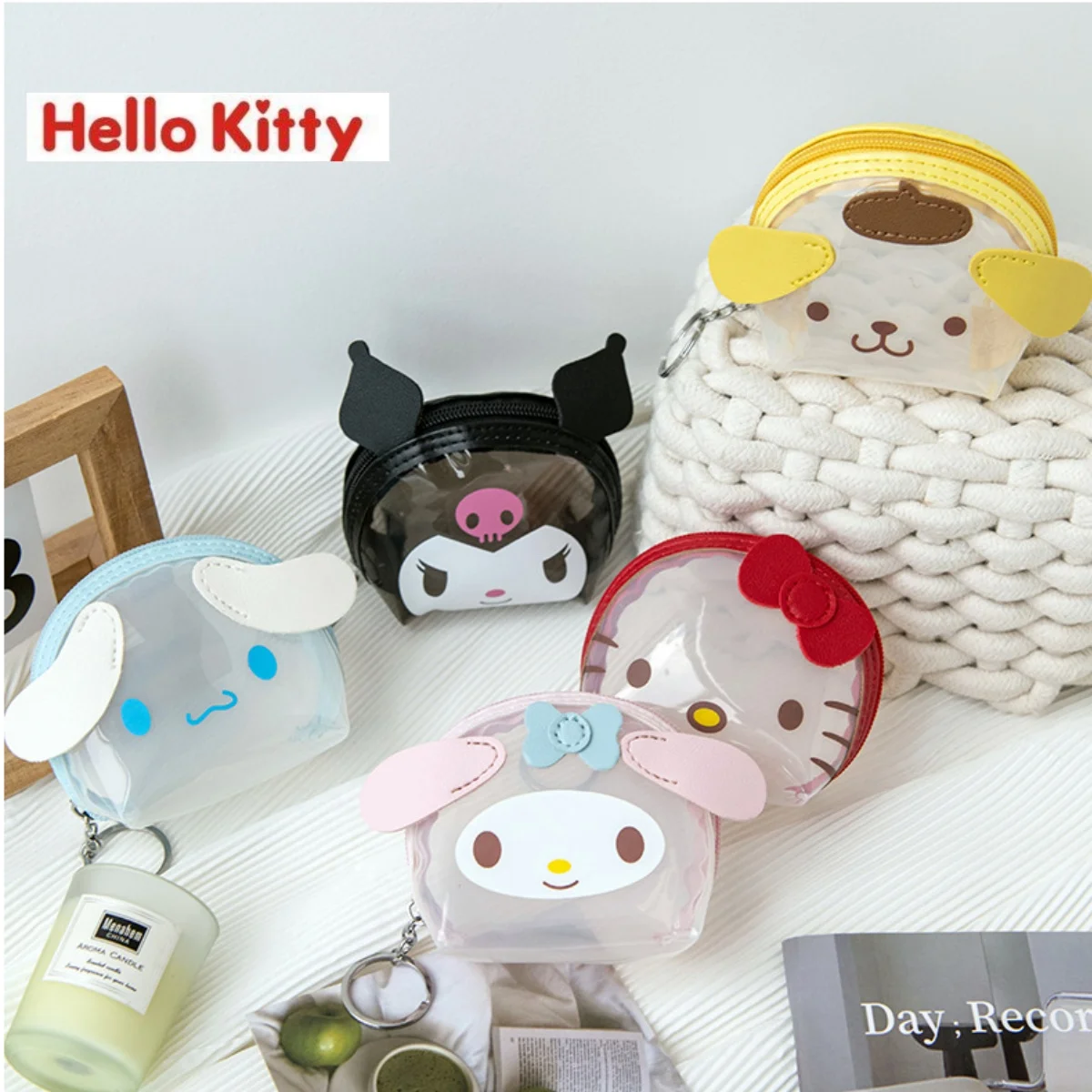 

sanrio big-eared dog kuromi hello kitty cute purse Melody children's student coin headphone storage coin mini anime keychain