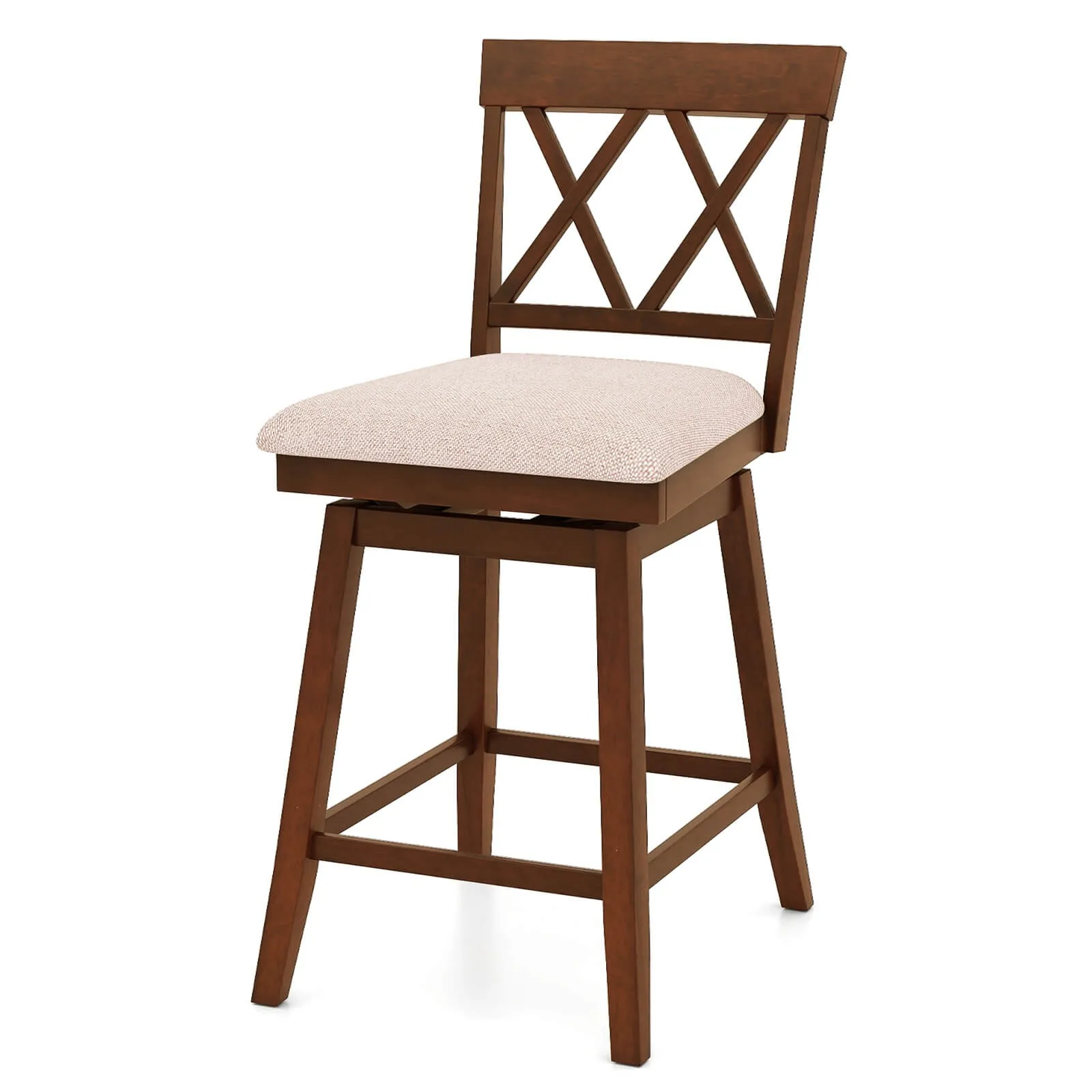 

26-дюймовый деревянный барный стул с контурной спинкой и мягким поворотным сиденьем для кухни