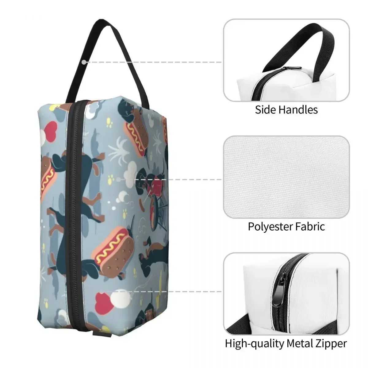 Travel Dachshund Dogs Toiletry Bag Kawaii Badger Sausage Wiener Cosmetic Makeup Organizer for Women Beauty Storage Dopp Kit Case