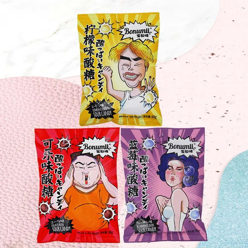 ボヌミィ サワーファニーサワーキャンディー、3.11オンス（88g）×2パック、学生向け、居眠り防止、いたずらで面白いお菓子
