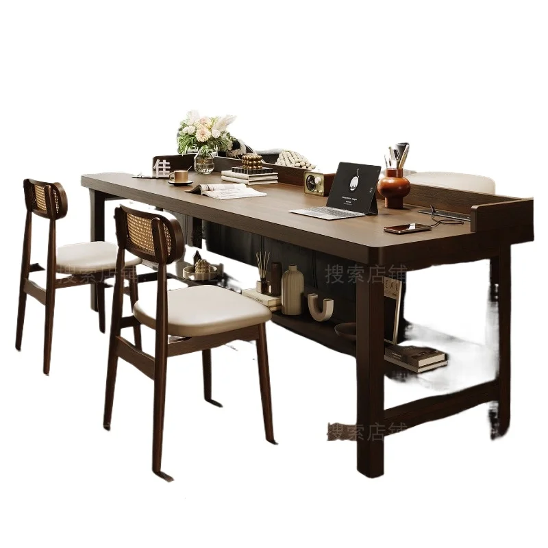Solid wood with socket behind the sofa, desk household double baffle long table double
