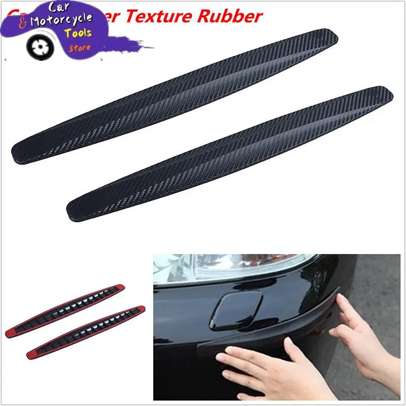 

2pcs Car Bumper Kit ProtectorCarbon Fiber Texture Rubber Auto Body Corner Guard Scratch Sticker