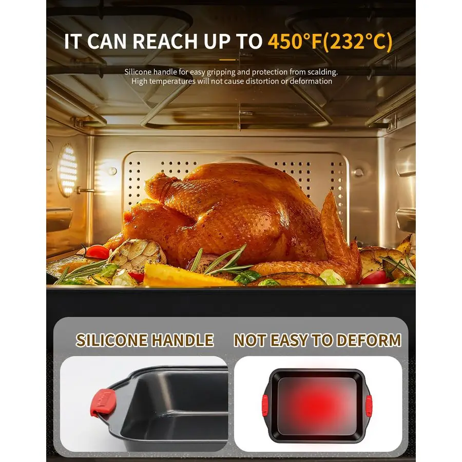 Pans Set with Silicone Handles, 34 PCS Nonstick Bakeware Sets, Oven Pan Set Includes Baking Tray, Cookie Sheet, Cake Pans, Loaf