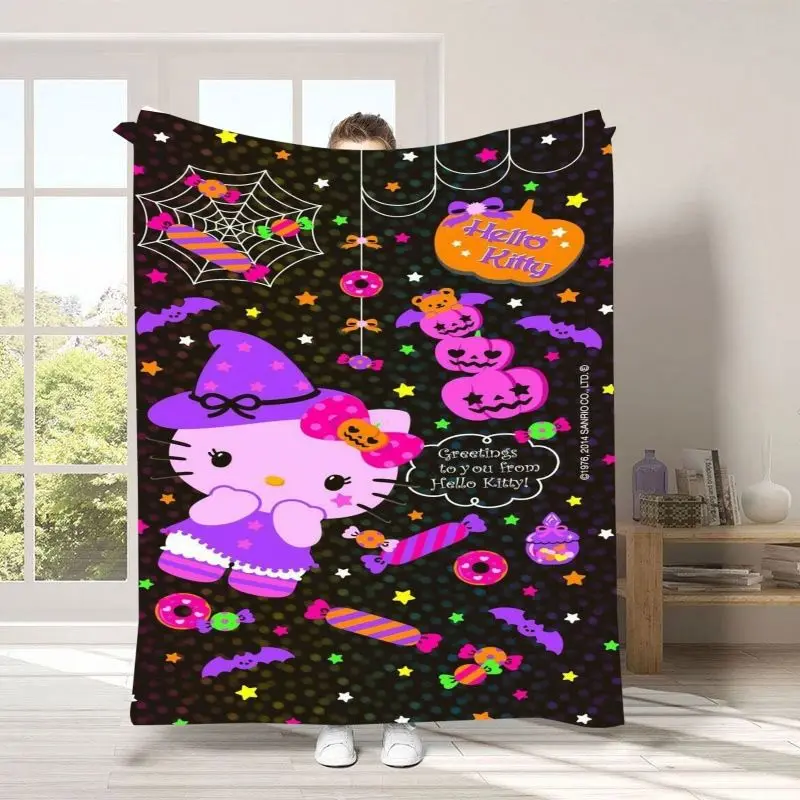 Kawaii Hello Kitty Halloween Blanket Office Comfortable Blanket Facecloth Cover Subtlety Blanket Sofa Air Conditioning Sanrio