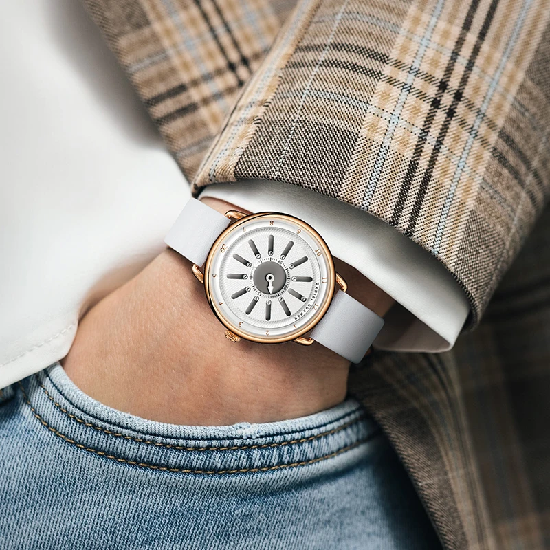 Magnetic 38mm Quartz Watch Silver Dial Japanese Movement Leather Strap Artisanal Gunmetal Grey 2026 New Watch Magnet Watch