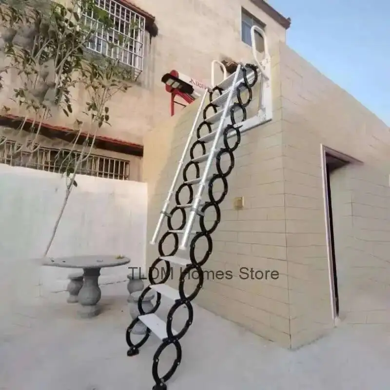 Carbon Telescopic Steel Ladders for Home Indoor Outdoor Wall-mounted 사다리 Folding Step Ladder Space-saving Attic Lift Staircase