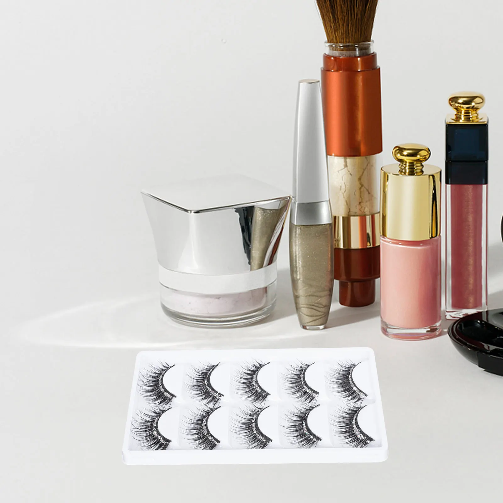 5 pares de cílios artificiais brilhantes macios e confortáveis cílios postiços design curvo realista durante todo o dia usar ferramenta de beleza dos olhos para chique