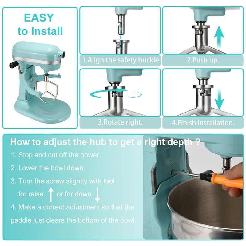 A84G-6QT Stainless Steel Mixer Bowl With Bowl Lid Covers & Beater Paddle Attachment Replacement For Kitchenaid Stand Mixer