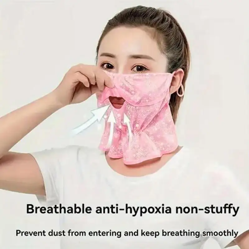 الصيف طوق الرقبة وشاح الحماية من الشمس قابل للتعديل تنفس ميناء قناع أناقة المرأة الأزهار طباعة تنفس غطاء الرقبة قناع #2