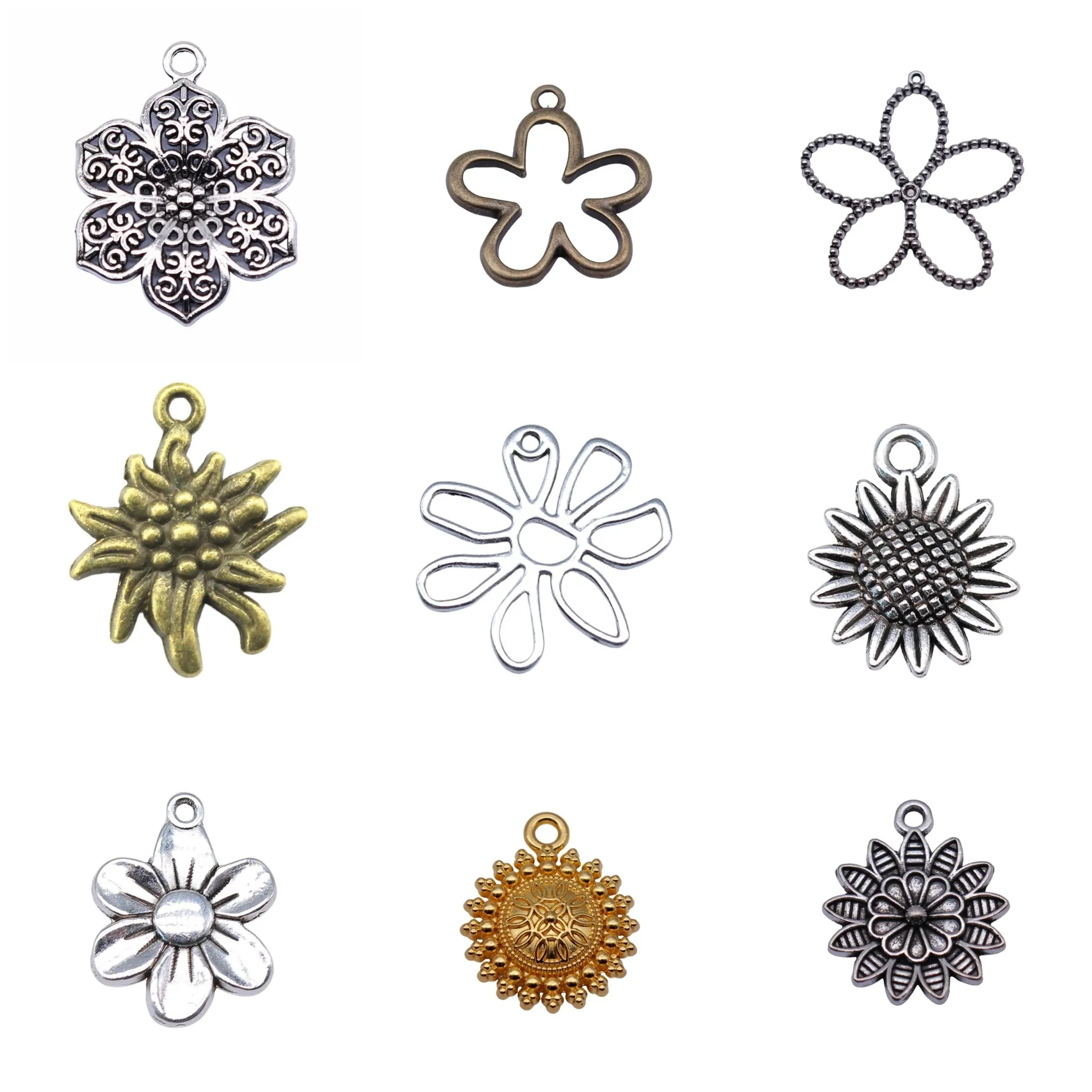 Bloom Flower Metal Charms Pendant Wedding Floral Jewelry Parts Charm Pendant For Bracelet Necklace Earring Jewelry Making Find