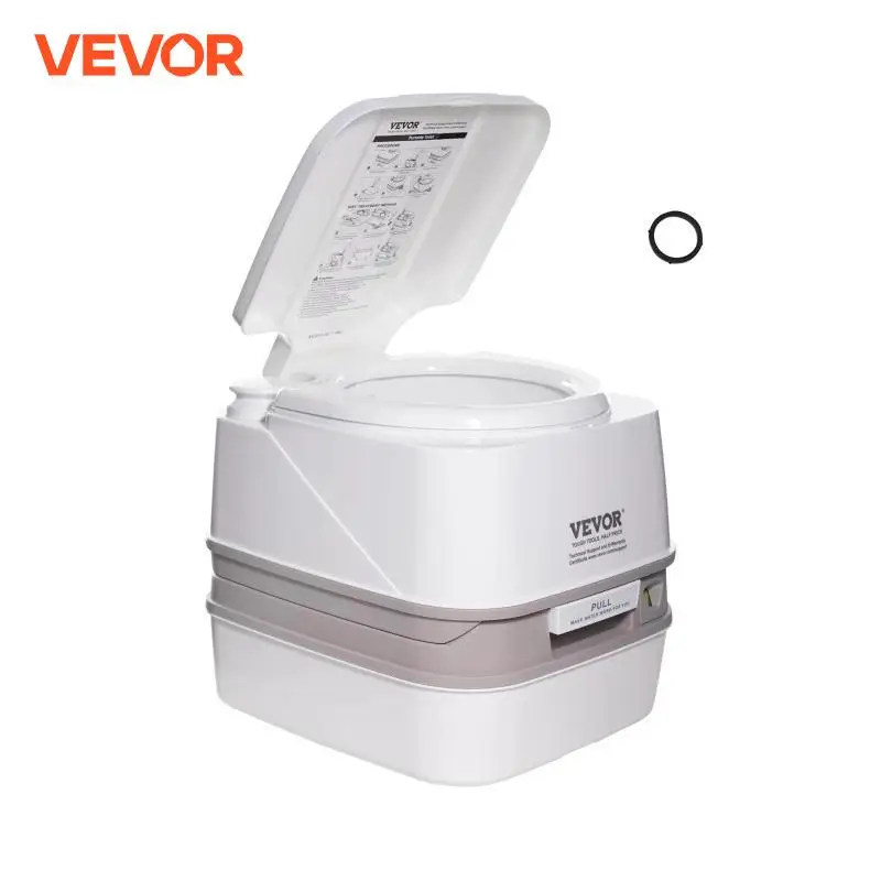 VEVOR Portable CampingToilet with 3.2/5.3 Gal Waste Tank 2.6/3.2 Gal Flush Tank Push-Button Pressurized with Level Indicator