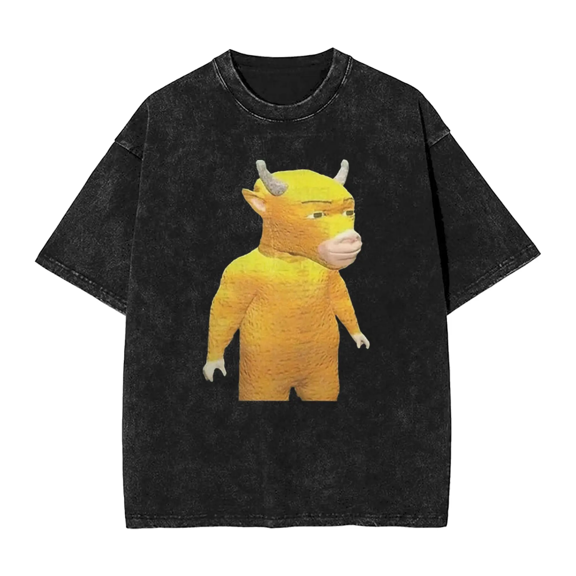 Washed T Shirts Niu Lai Mother Cow Cut-out From Chinese Blockbuster Terrible HipHop Vintage T-Shirt Oversize Streetwear Tees Men