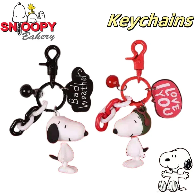 

New Snoopy personality creative cartoon car keychain decoration cute kawaii anime character peripheral backpack pendant gifts