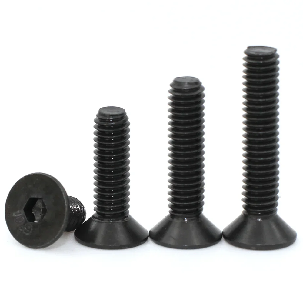 5-50pcs M2 M2.5 M3 M4 M5 M6 M8 Black Grade 10.9 Steel Hex Hexagon Socket Head Flat Countersunk Allen Machine Screws Bolt DIN7991