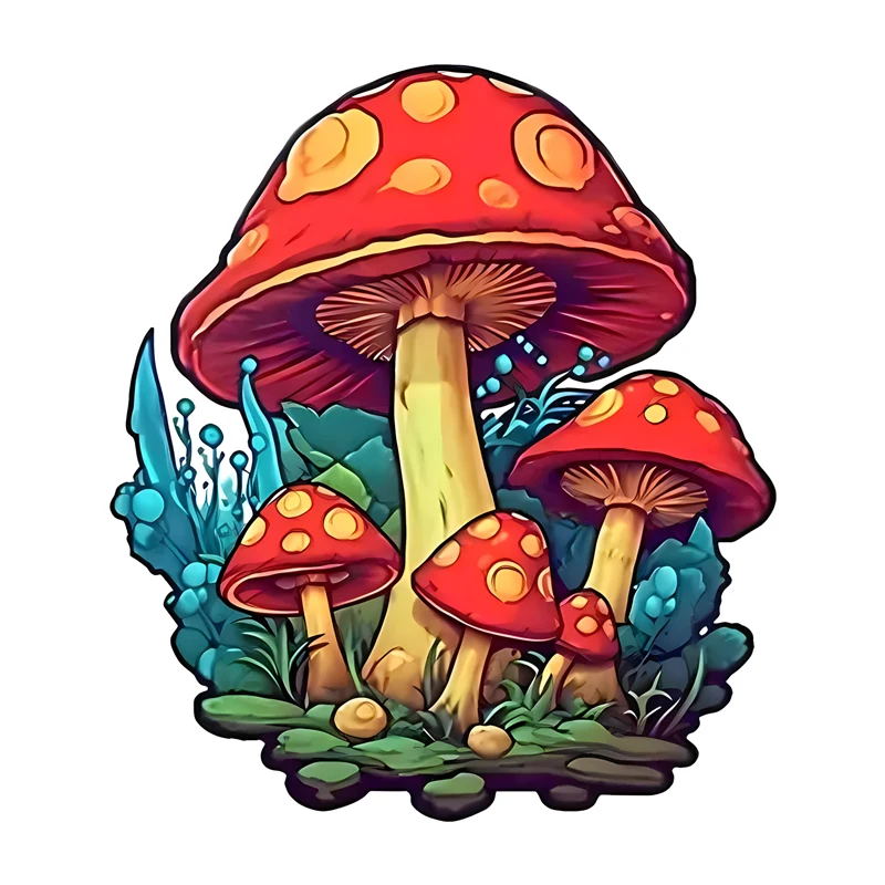 Fantasy Mushroom Vinyl Stickers Waterproof Car Decals For Glass Window Car Window No Holes Flat