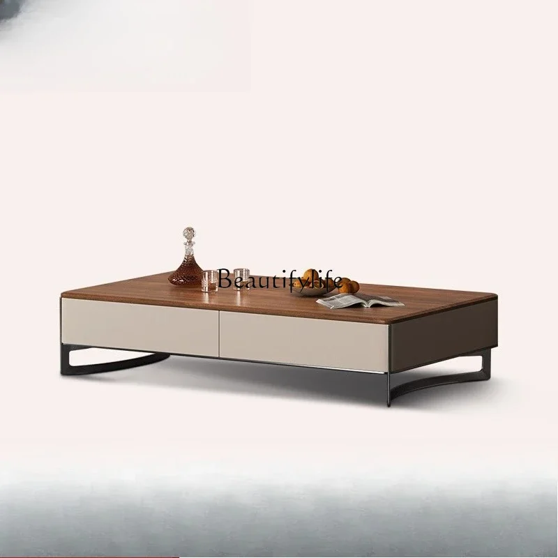 

FG52Italian minimalist coffee table living room light luxury high-end walnut solid wood coffee table
