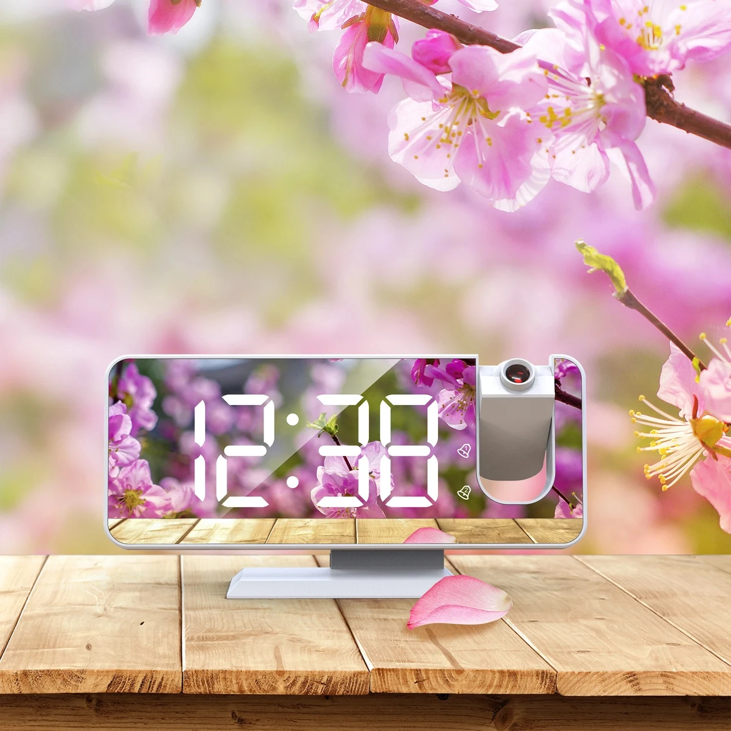 LED Digital Alarm Clock Electronic Desktop Table Clock USB Wake Up FM Radio Time Projector Snooze Function 2 Alarms