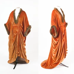 Bride Wedding Morning Gowns Robe Winter Velvet Sleepwear Ceremony Brown Luxury Feather Nightgowns