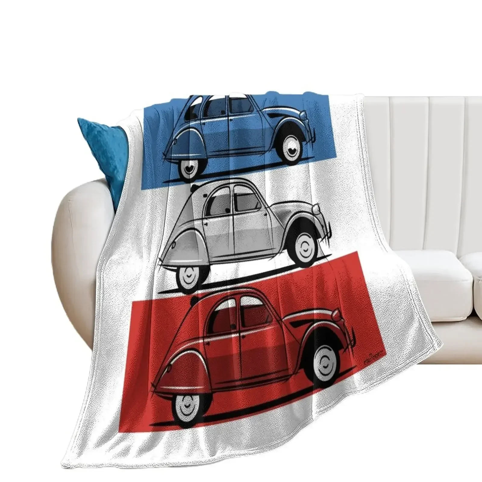 Citro?n 2CV red, white and blue Throw Blanket halloween Heavy Blankets For Bed Warm Blankets