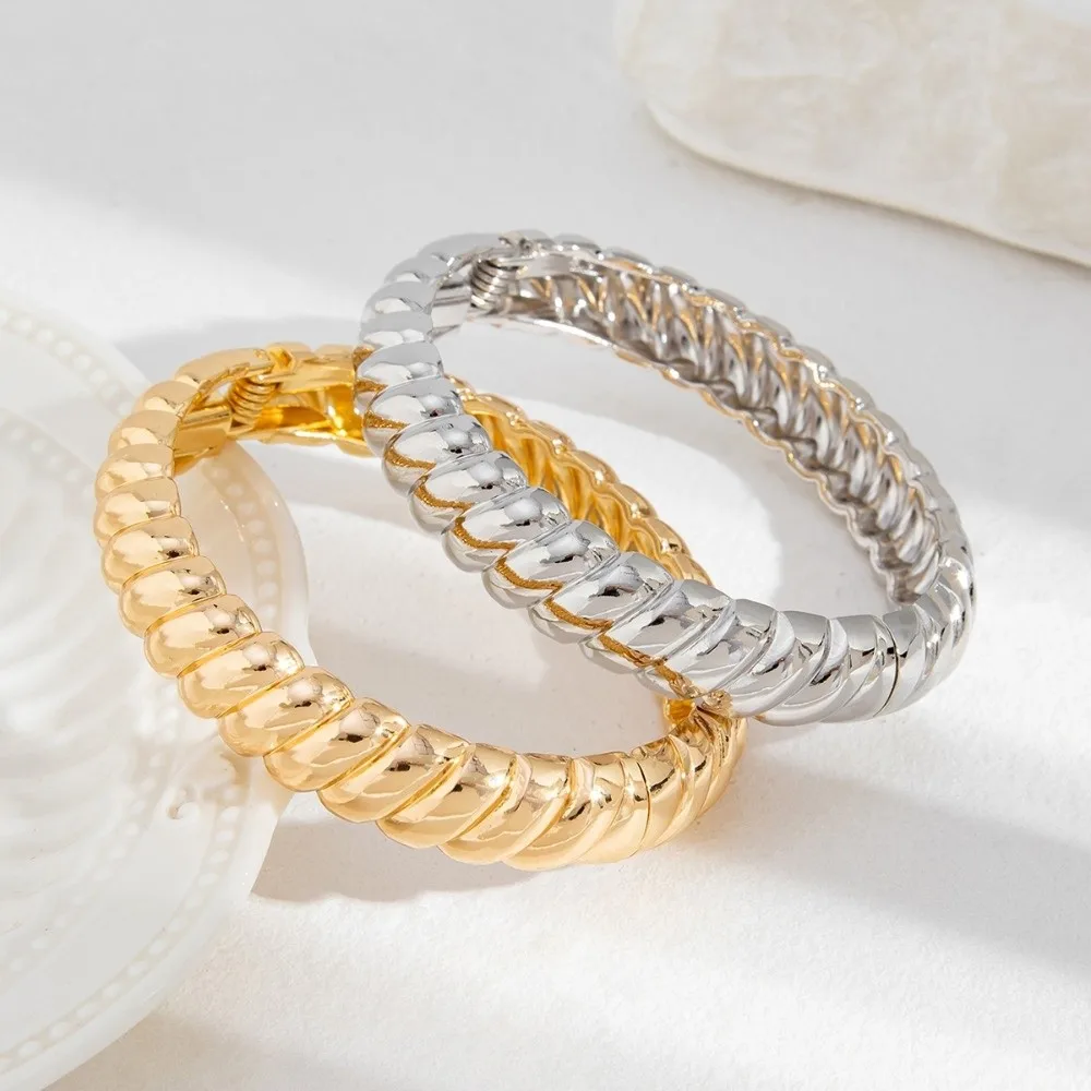 الهيب هوب موضوع سميك الملمس الإسورة الذهب الفضة الشرير الرجعية الربيع سوار بيان مجوهرات معدنية المرأة سوار اليد للجنسين #3