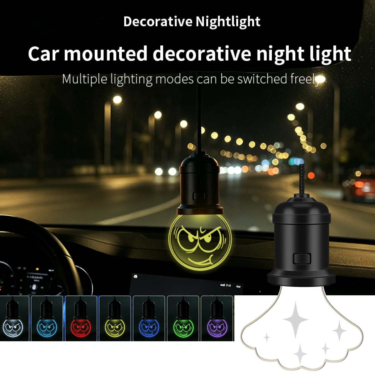 1x RGB Hanging LED Luminous Pendant Light Bulb Design ATV Decoration Retro Lighting UTV VAN RV Rearview Mirror Decoration