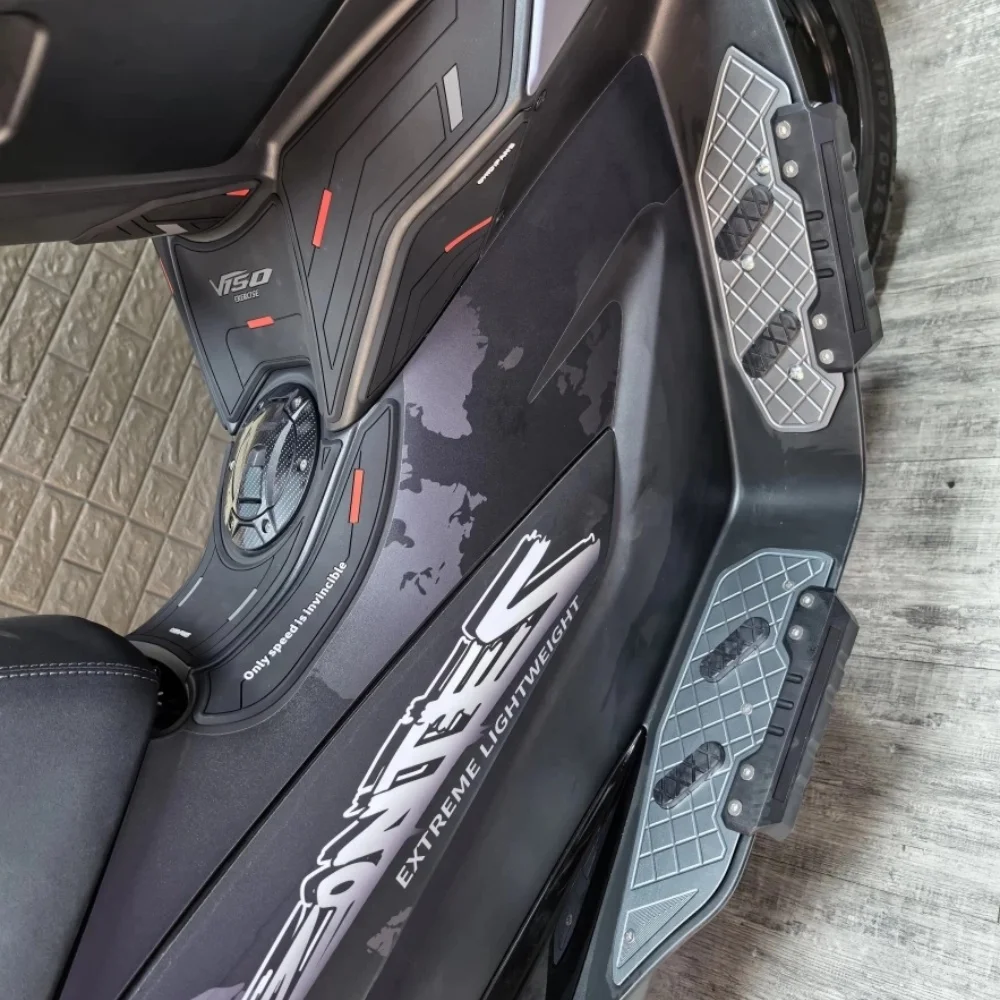 Custom thickened, widened aluminum alloy footboard/floor mat designed specifically for the new ZONTES 125V/150V scooter.