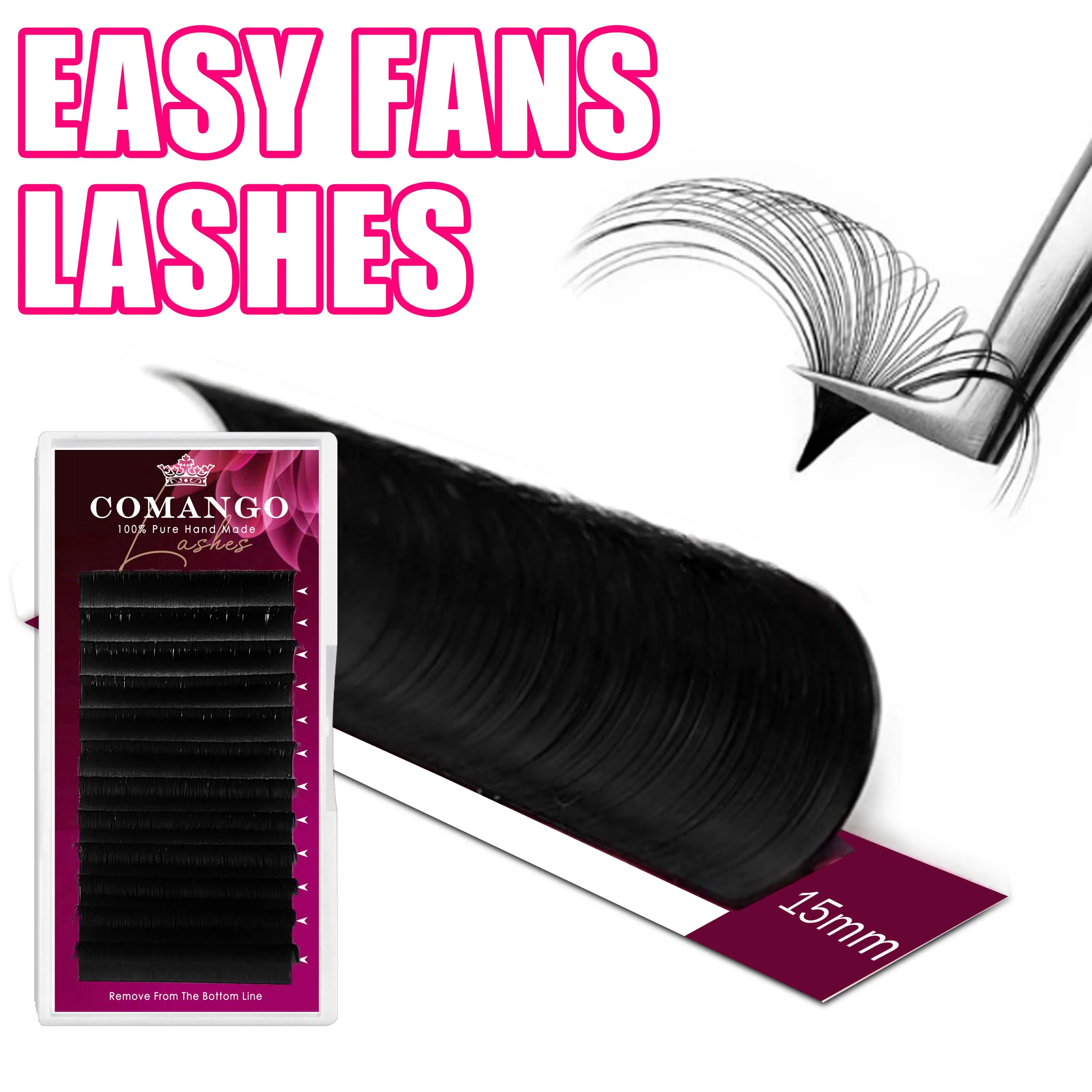 CoMango Hot Sale Easy Fan Lash Extension Super Soft Matte Black Mega Volume Eyelash Extension Supplies For Beauty Salon