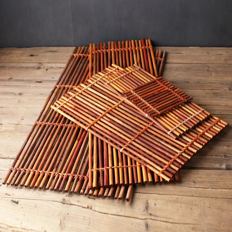 

Bamboo Coasters Pot Pad Tea Pallet Cup Mat Bamboo Weaving Table Placemat Kung Fu Tea Decoration Tea Set Ceremony Accessories