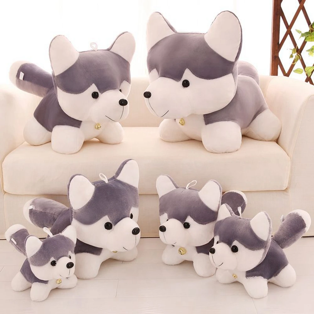 25CM Simulation Husky Doll Plush Toy Cute Bell Pillow Afraid Afraid Dog Doll Festival Gift Child Birthday Christmas Gift