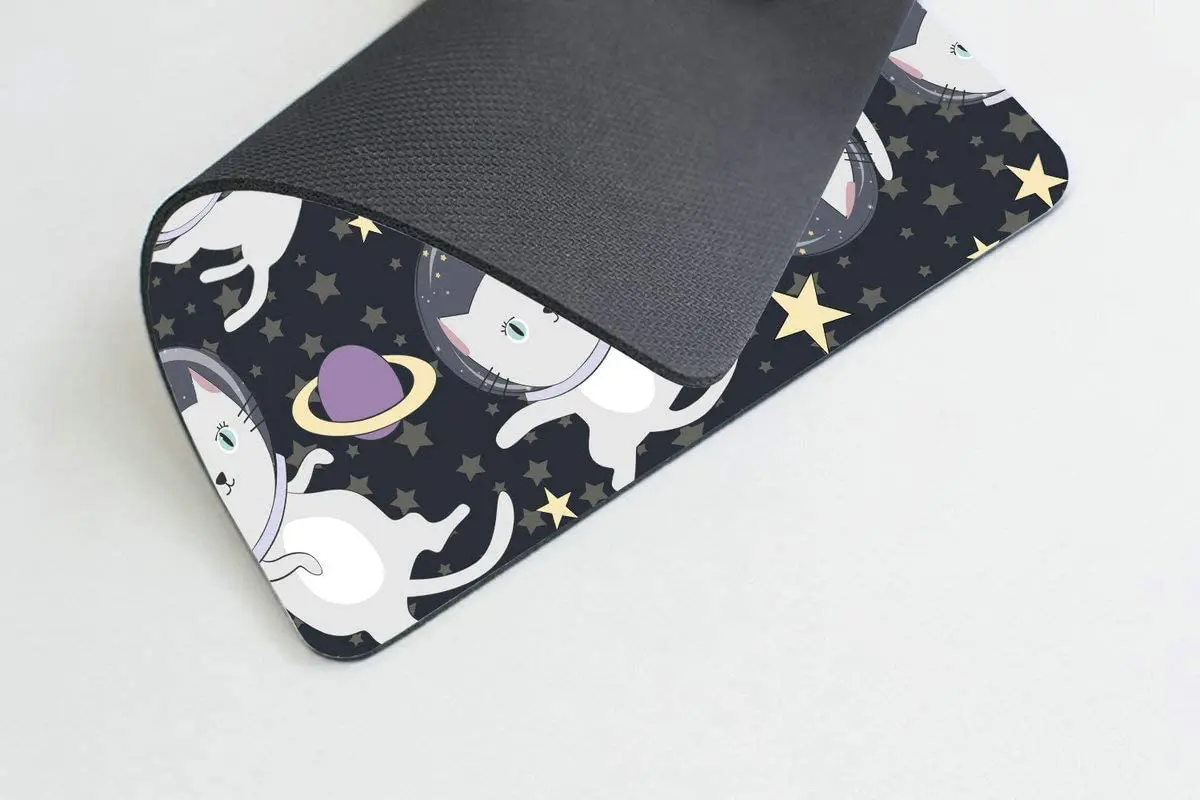 Alfombrilla de ratón personalizada para Gaming, divertida alfombrilla de ratón con diseño de gato astronauta en el espacio, antideslizante, de goma, cómoda, personalizada, para ordenador