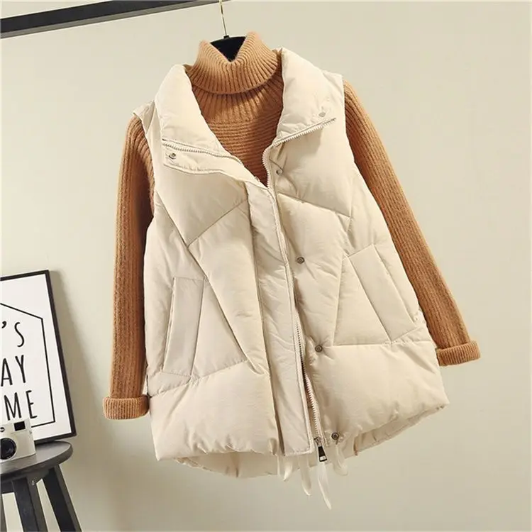 Autumn Winter Warm Cotton Vest Coat Women\'s Parkas Large Size Loose Waistcoat Vest Female Cotton Clothing Sleeveless Jacket Tops