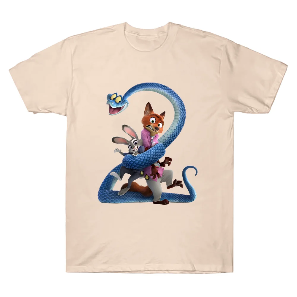 Zootopia 2 الحيوان تي شيرت نيك وايلد وجودي هوبس عطلة الأسرة المحملة للرجال النساء ملابس علوية من القطن الخالص الجولة الرقبة ملابس مريحة