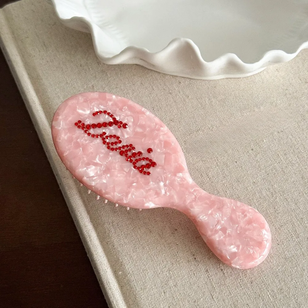 Strass-Acetat-Luftkissenkamm für fluffiges Haar, Handgehaltener Airbag-Kamm, Antistatisch, Kopfhautmassage-Haarstyling-Werkzeug für den Täglichen Gebrauch