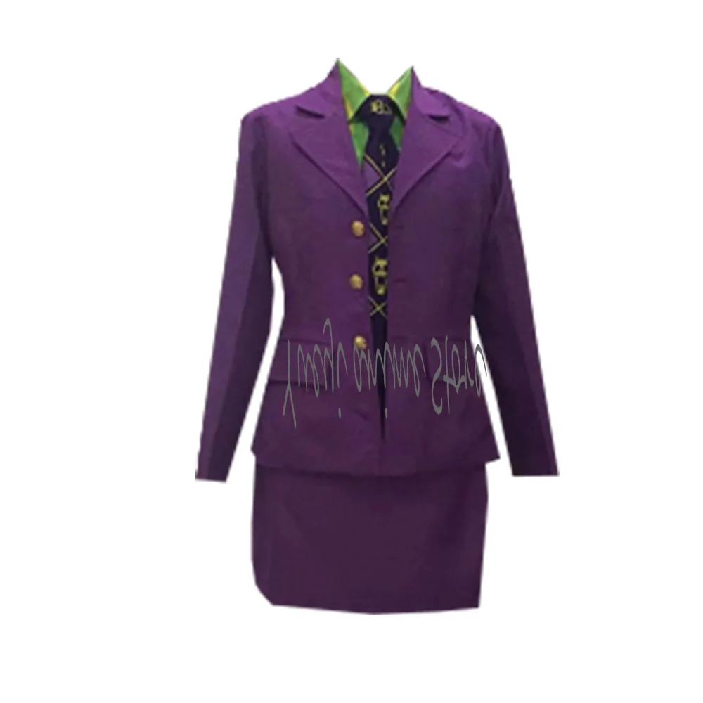 

customized-women Yoshikage Kira Purple Cosplay Costume Set - Coat, Shirt, Skirt for Halloween Anime Roleplay