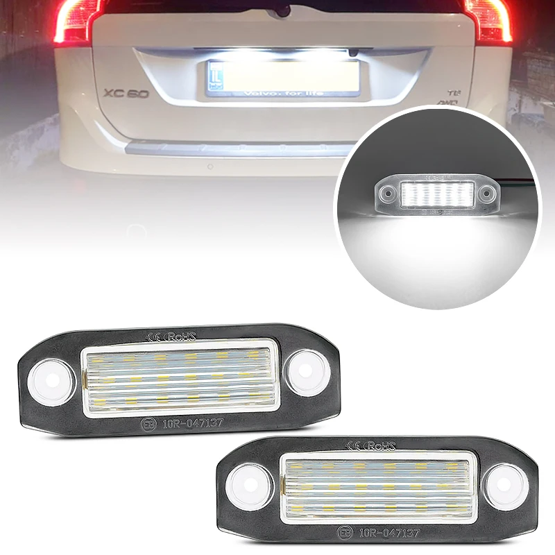 2Pcs LED License Plate Light For Volvo C30 C70 S80 V70 VC70 S40 V50 S60 V60 XC60 XC90 Replace OEM 30634190