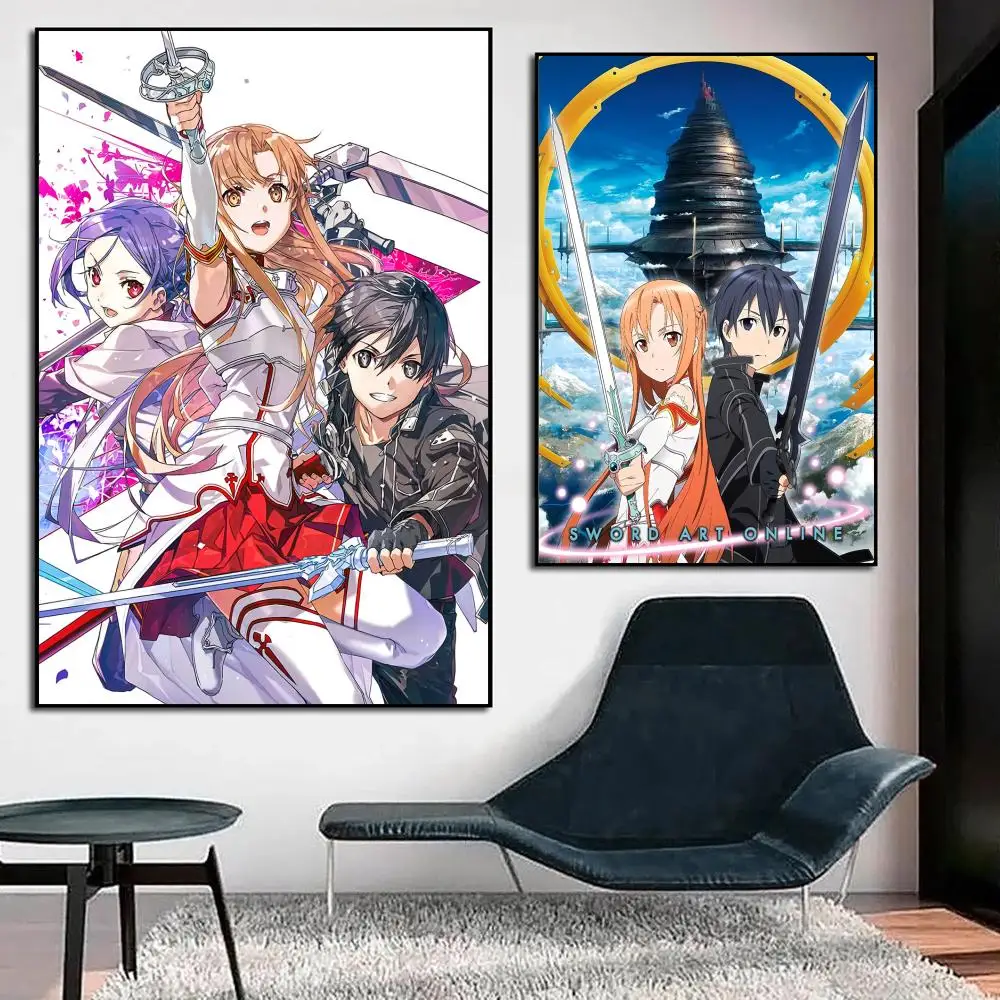 Anime S-Sword Art O-Online SAO Poster HD Art Sticky Wall Waterproof Home Anime Movie Singer Living Room Bedroom Bar Aesthetic