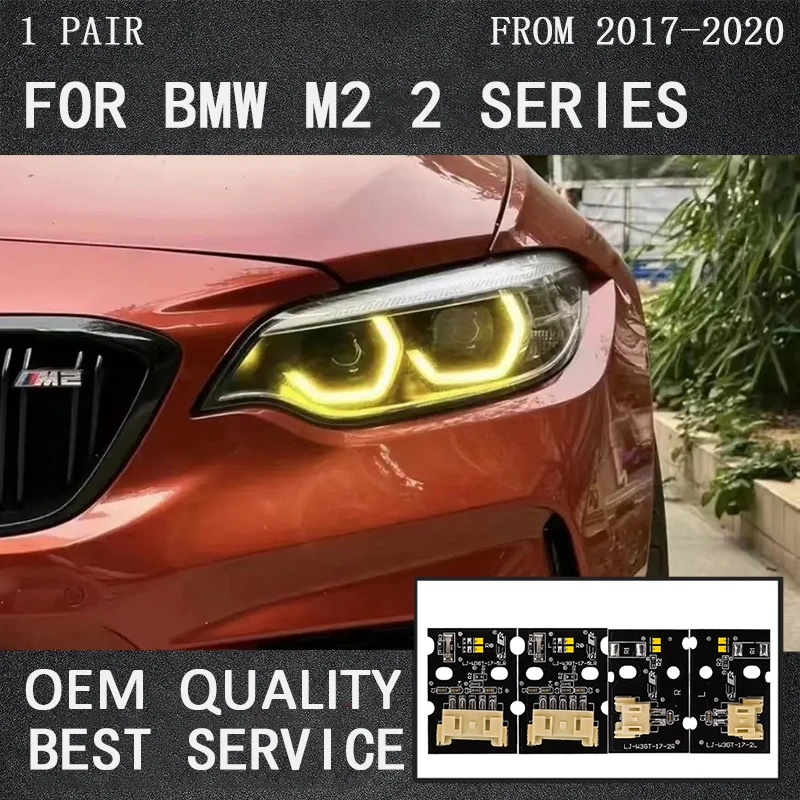 

Full LED Headlight Daytime Light Angel Eye Yellow DRL For BMW F23 F22 LCI M240i 230i M2 218i 2018-2021 Year F87 M2 Gold headlamp