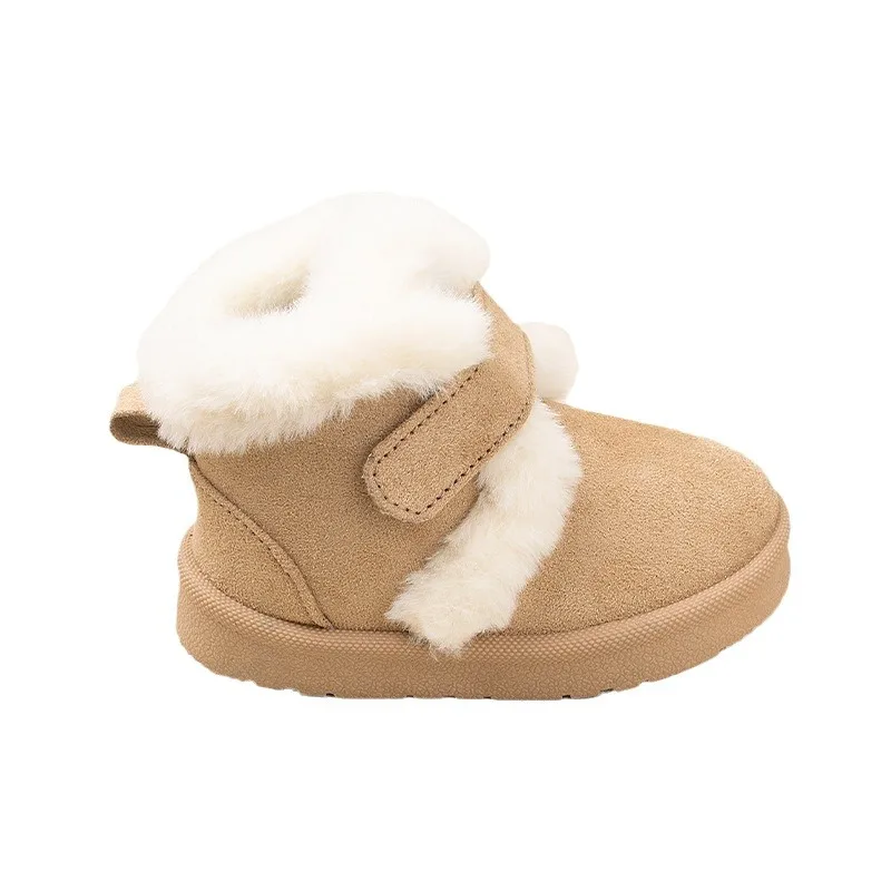 2024 Winter Baby New Snow Boots Children Thicken Fur Short Boots Boys Girls Warm Cotton Shoes