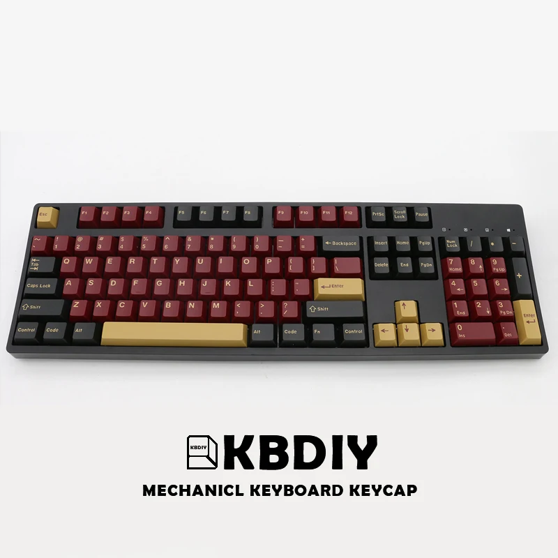 KBDIY-GMK Red Samurai PBT Keycaps, Perfil Cereja, Double Shot, Preto, Vermelho Key Caps Set, Keycap personalizado para teclado mecânico Gaming