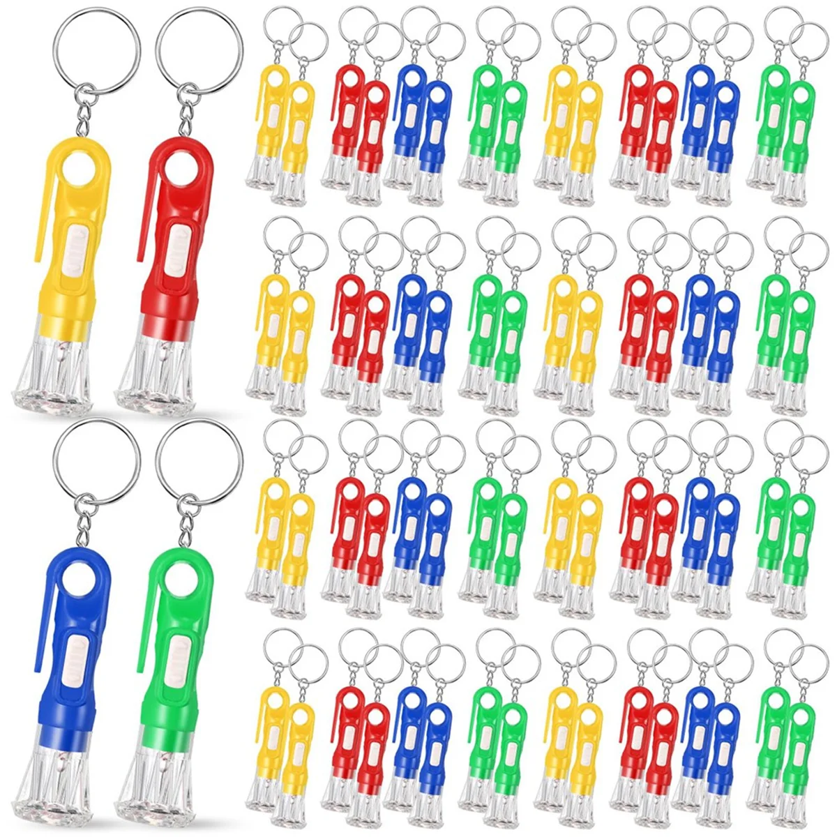 

100Pcs Mini Flashlight Keychain Bulk for Kids Assorted Colors Torch Keyring Flashlights LED Keychain Camping Favor