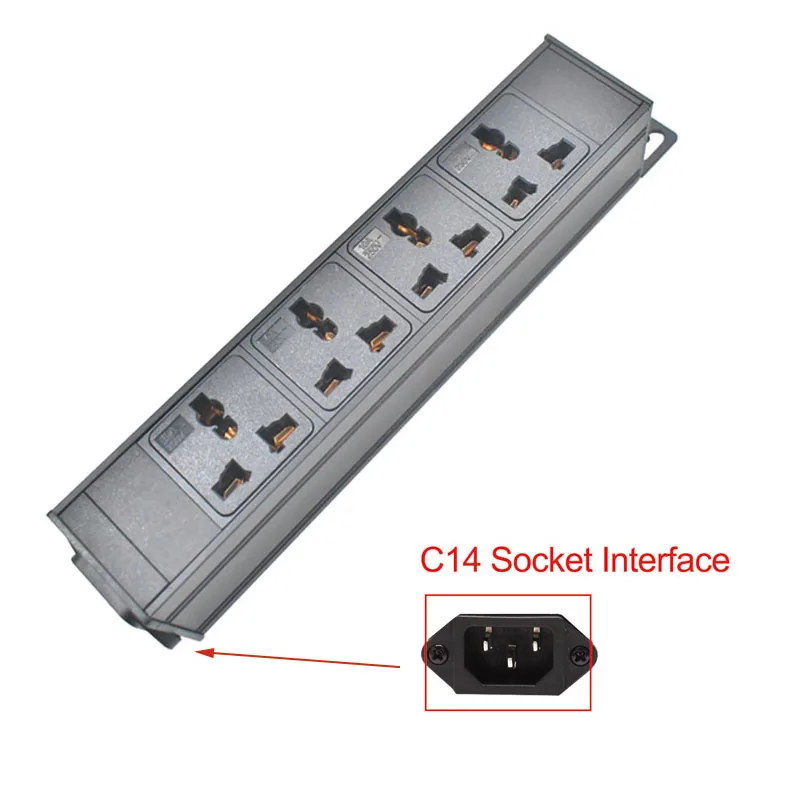 Aluminum alloy shell PDU power strip network cabinet rack 10A universal socket C14 interface 1-11AC