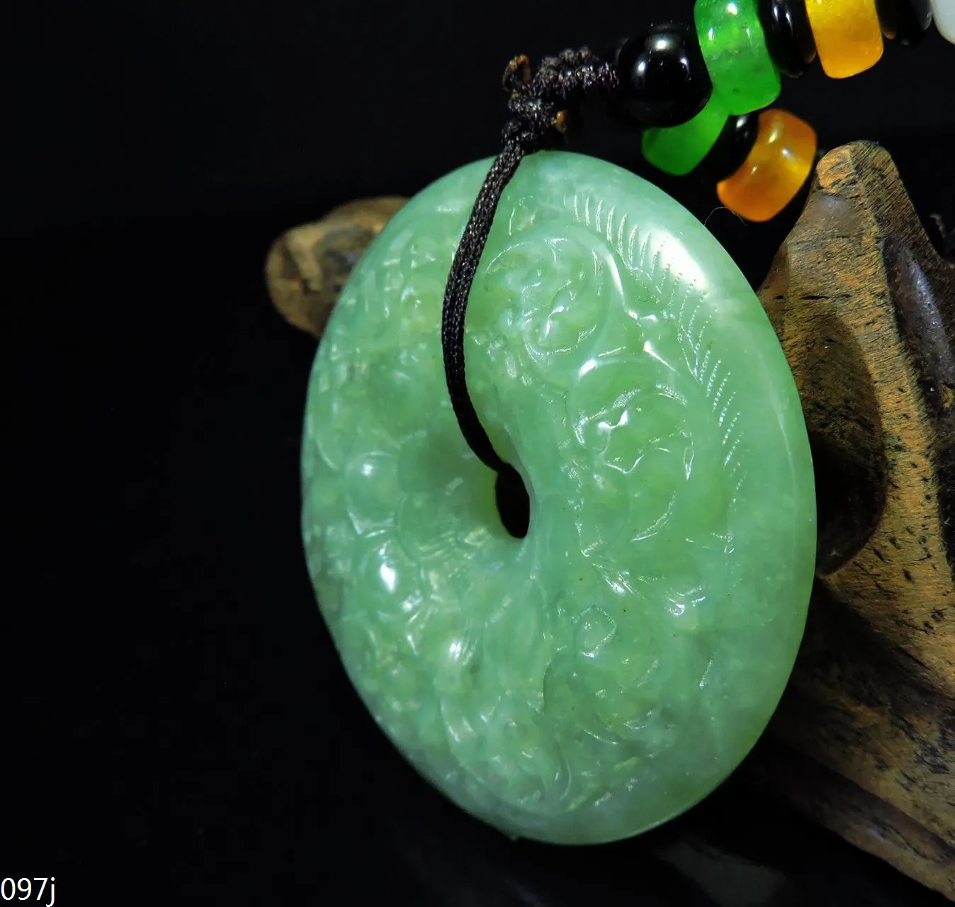 

Jade Jewelry Natural Jade Pendant Necklace Hand-Carved lotus coin Jadeite Necklace Pendant Gift No Treatment 097j