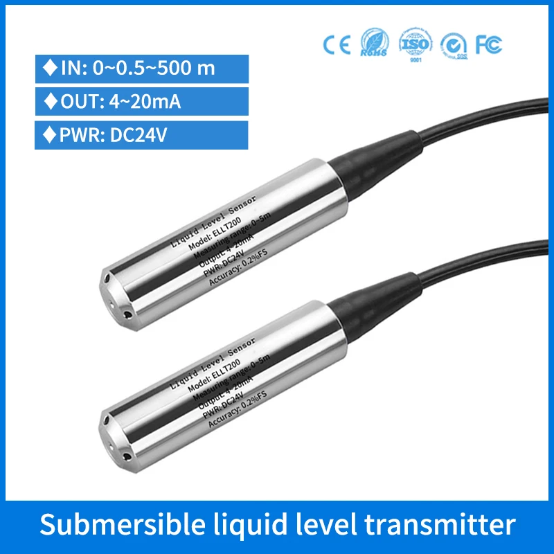 10m 15m 20m Water Hydrostatic Diffusion Silicon Water Tank Level Sensor Submersible Liquid Level Transmitter for 20m Deep Well