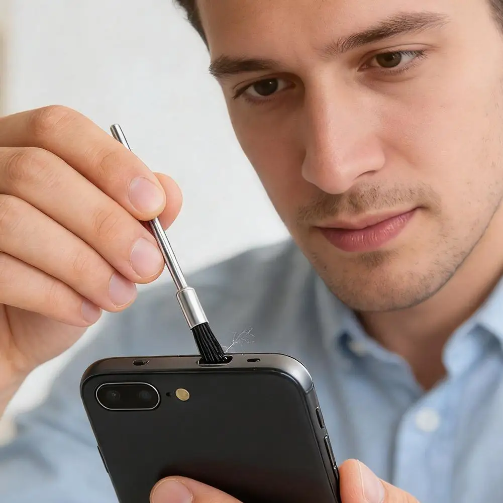 Digital Cleaning Brush for Phone Speaker Earpiece, Charging Port Dust Remover Tool, Soft Bristle Cleaner for iPhone AirPods Y7D8