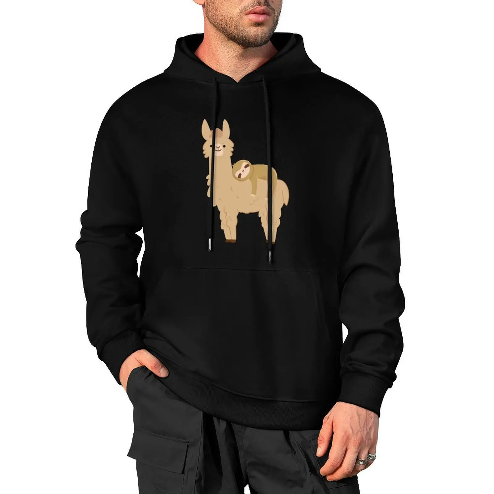 

Adorable Sloth Relaxing on a Llama Funny Llama Sloth Pullover Hoodie male clothes autumn jacket men men clothes tracksuit