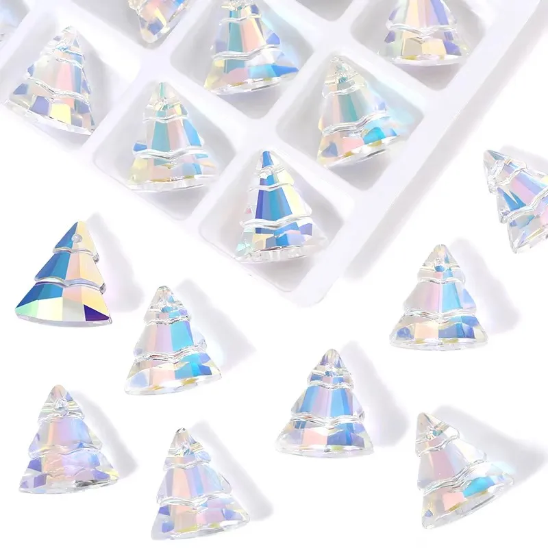 9 Stück Kristall Weihnachtsbaum Anhänger Glas Österreich Lose Perlen Charms Strasssteine für DIY Ohrring Halskette Handwerk Schmuckherstellung