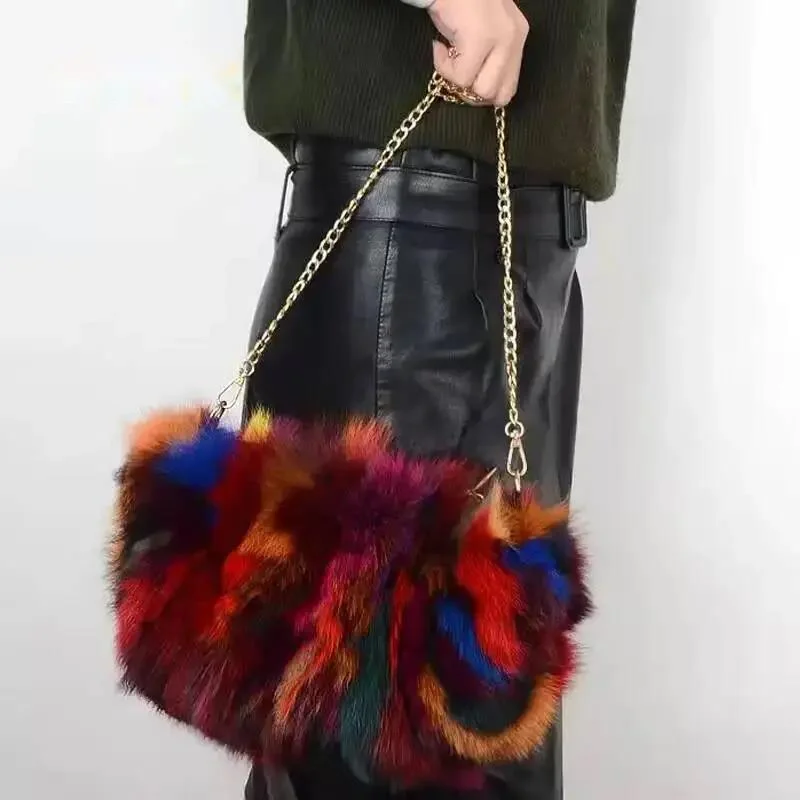 Bags For Women 2021 New Luxury Handbags Ladies Designer Fashion One-shoulder Messenger Fox Fur Hand Warmer Girl Hand Bag